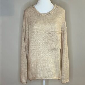 Everyday Scoop Neck Pocket Sweater - Cream
